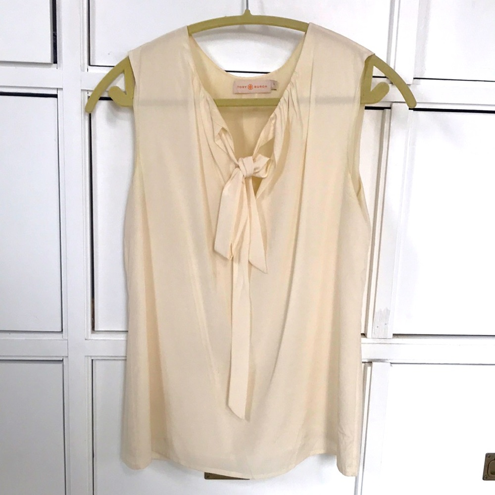 Tory Burch Cream Silk Sleeveless Blouse